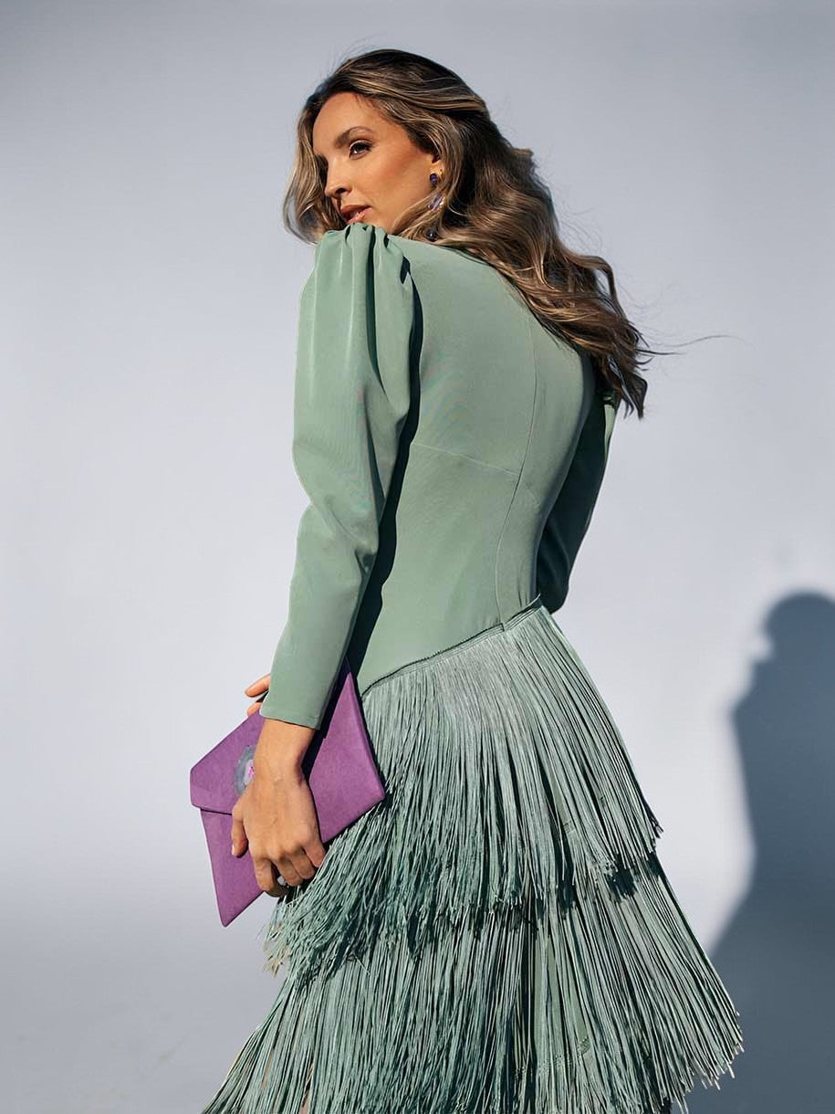 Regina Vestido con flecos elegantes