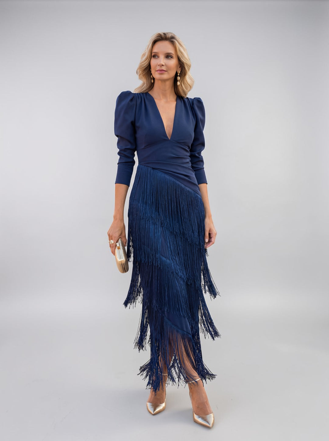 Regina Vestido con flecos elegantes