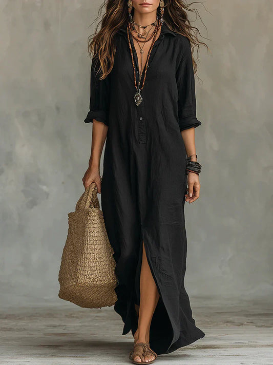 Alba | Vestido Largo Holgado con Botones