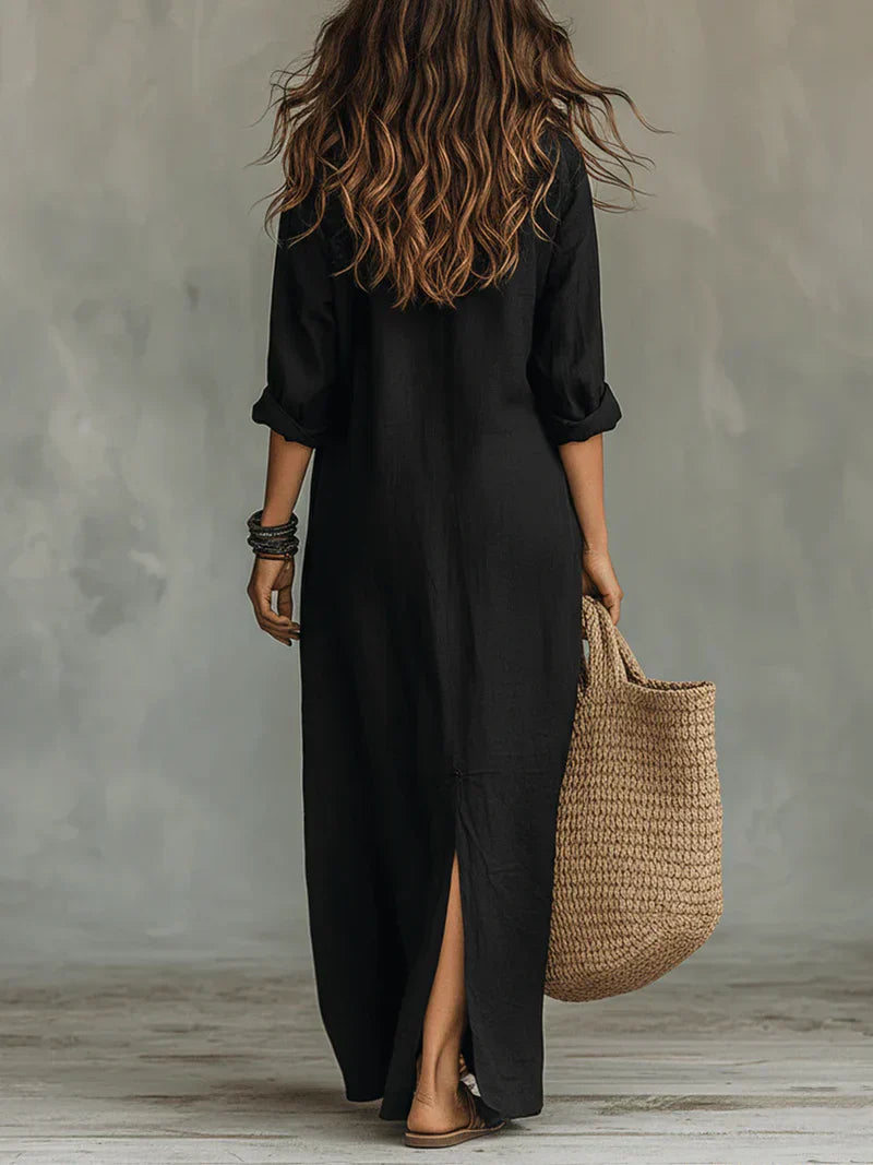 Alba | Vestido Largo Holgado con Botones